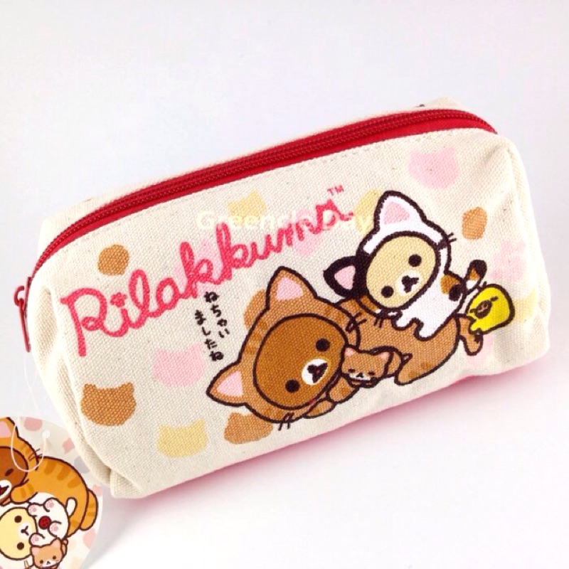 日本Rilakkuma 懶懶熊 拉拉熊 帆布包 棉麻化妝包 收納包 收納袋 筆袋