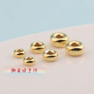【御金坊手作材料】S925國際純銀 鍍金車輪珠 車輪珠 車輪 扁隔珠 純銀隔珠 水泡珠 DIY材料