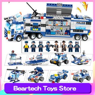 762pcs 8in1城市警察司令部移動卡車總部積木磚玩具兼容樂高MOC禮品