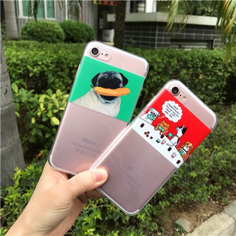 情侶可愛八哥 狗狗 iphone手機殼 防摔全包矽膠軟殼 蘋果保護6plusi6/6s/7plusCICI