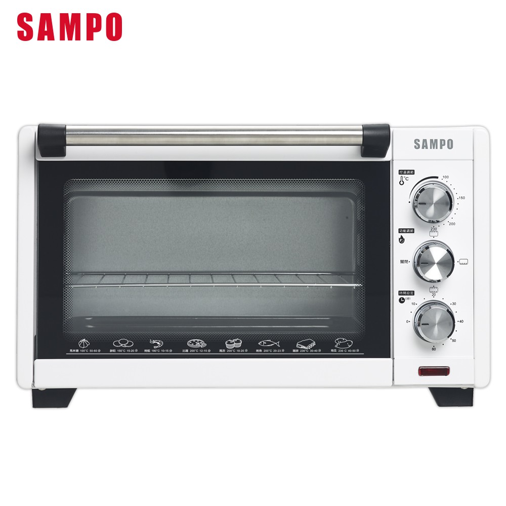 【福利品】聲寶SAMPO 20公升電烤箱 KZ-XD20 雙層強化玻璃門溫度不流失 100~230度溫控調溫