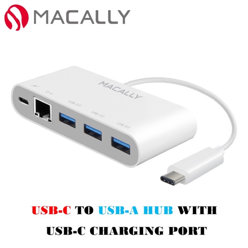 Macally 3.1 USB-C TO 3 PROT USB A HUB集線器 + USB+RJ45網路線