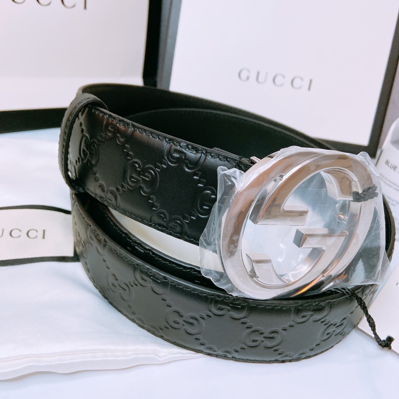 Gucci 客訂款男壓紋皮帶 客訂取貨付尾款