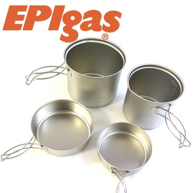 EPIgas 登山鈦鍋 ATS鈦炊具組 鈦合金鍋組 2鍋2蓋 TS-203