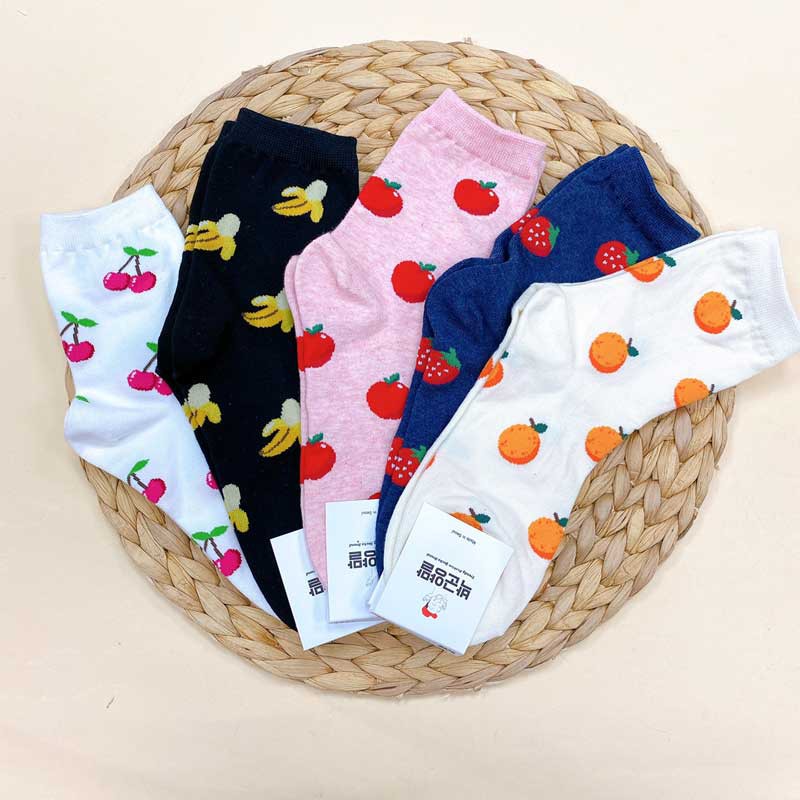 韓國襪子 水果襪子 女襪 長襪 休閒襪 台灣紀念品 香蕉 櫻桃 蘋果 橘子