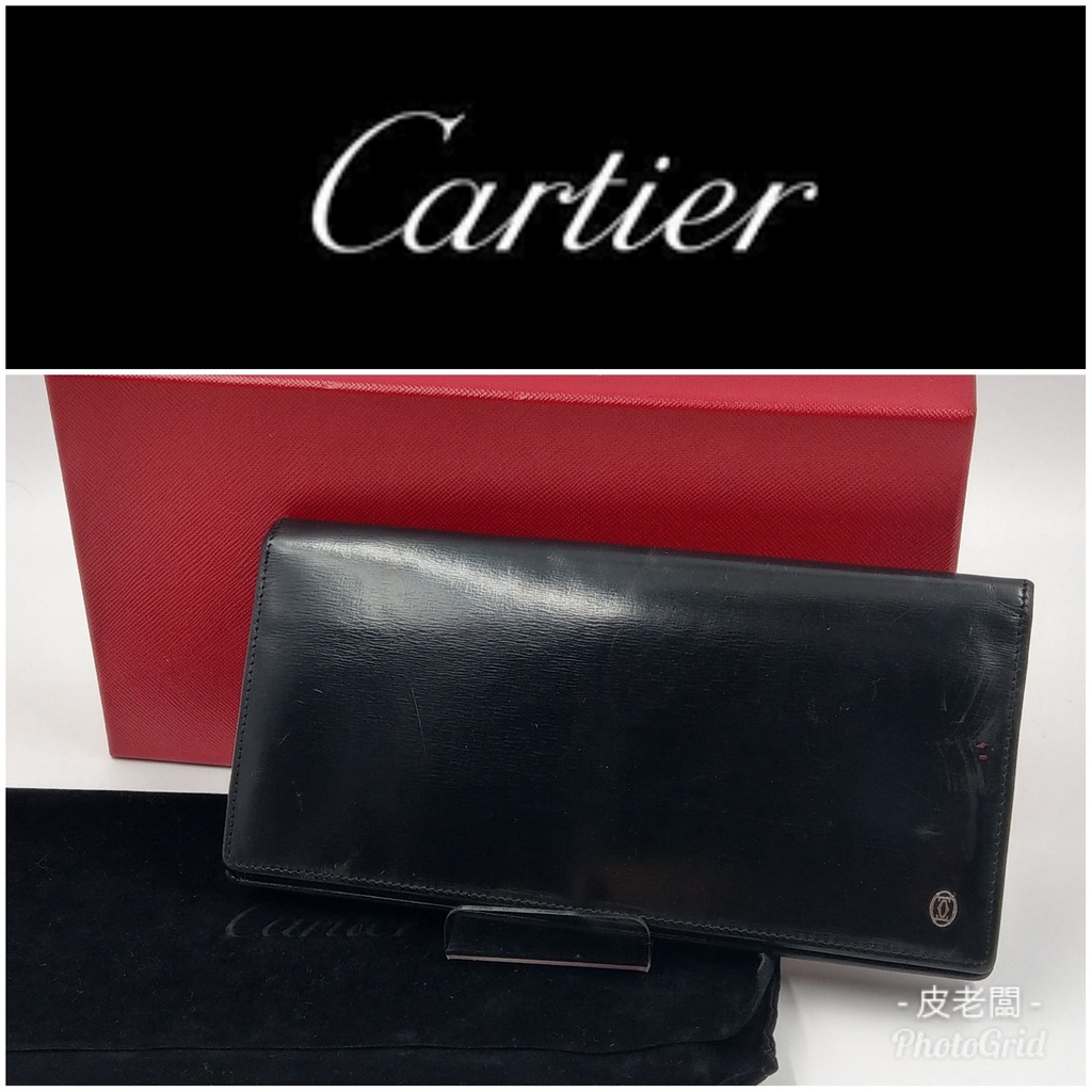 【皮老闆】2980起標 二手真品 卡地亞 Cartier 錢包 皮夾 長夾 藍169