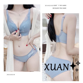 Xuan♥無鋼圈 內衣 性感 簡約 時尚 舒適 乳膠棉 蕾絲 小胸 聚攏 上託 收副乳 中厚杯 套裝 調整型 文胸