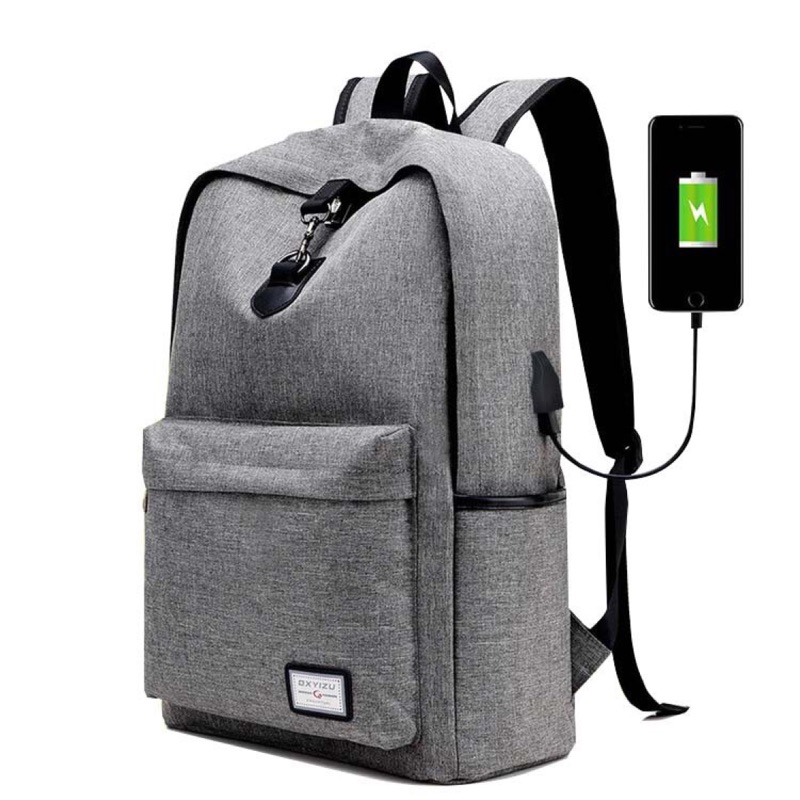 包飾衣院-後背包 韓版極簡風外接USB 手機 充電接口 帆布包 手提包 中性包