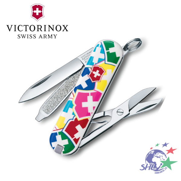 VICTORINOX 迷你7用印花瑞士刀-繽紛十字盾牌 / 0.6223.841 / VN99【詮國】