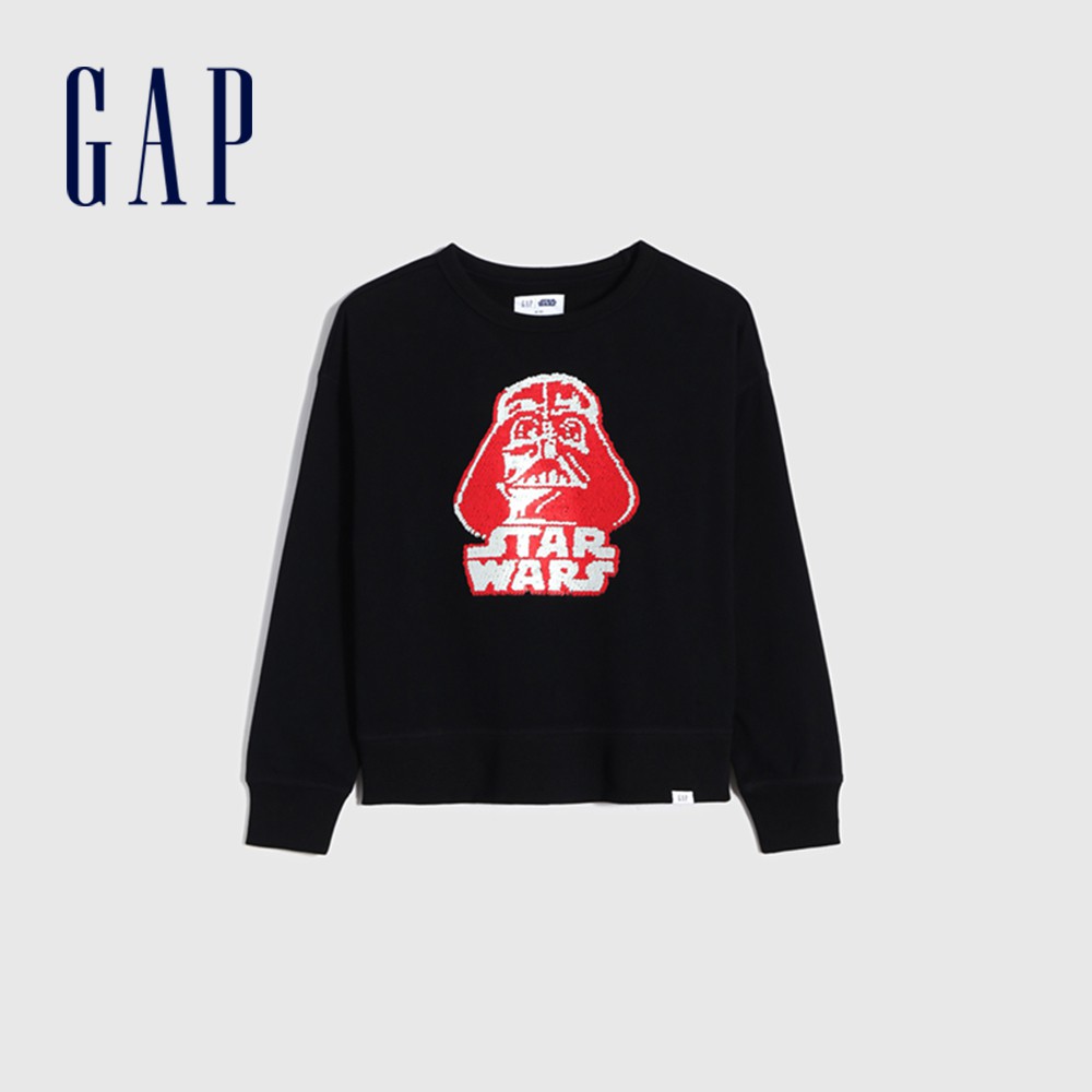 Gap 男童裝 Gap x Star Wars星際大戰聯名 雙面亮片大學T-黑色(681509)