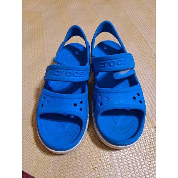 3FF032 crocs 藍色兒童防水涼鞋 二手J3尺寸