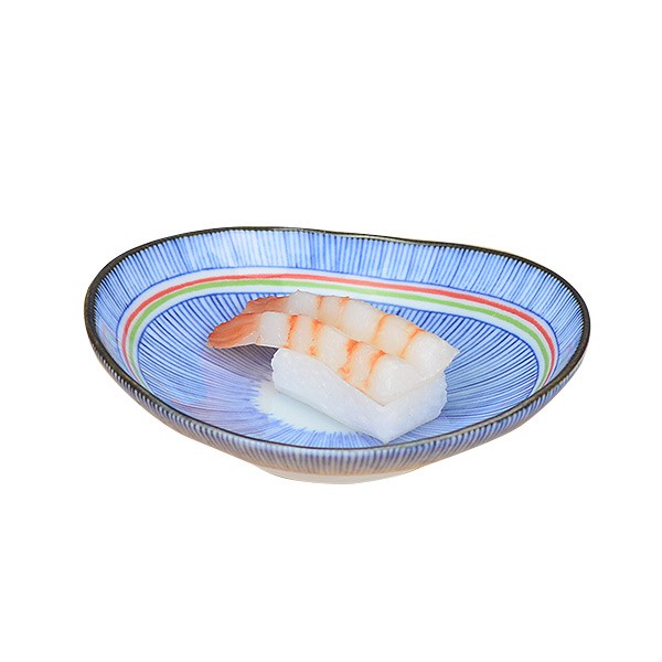 【堯峰陶瓷】日本美濃燒 彩虹十草 4吋橢圓盤 深盤 餐盤 線條紋