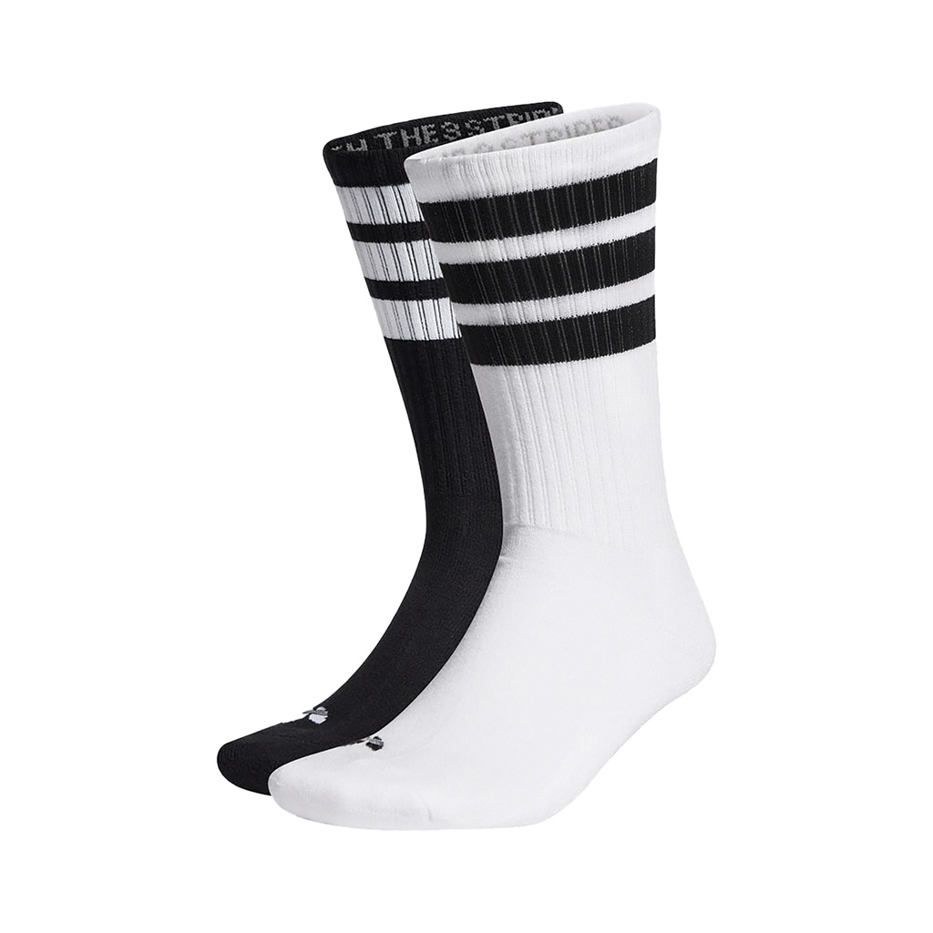 adidas 襪子 3-Stripes 男女款 黑 白 中筒襪 加厚底 兩雙入 愛迪達 三葉草 【ACS】 HC9531