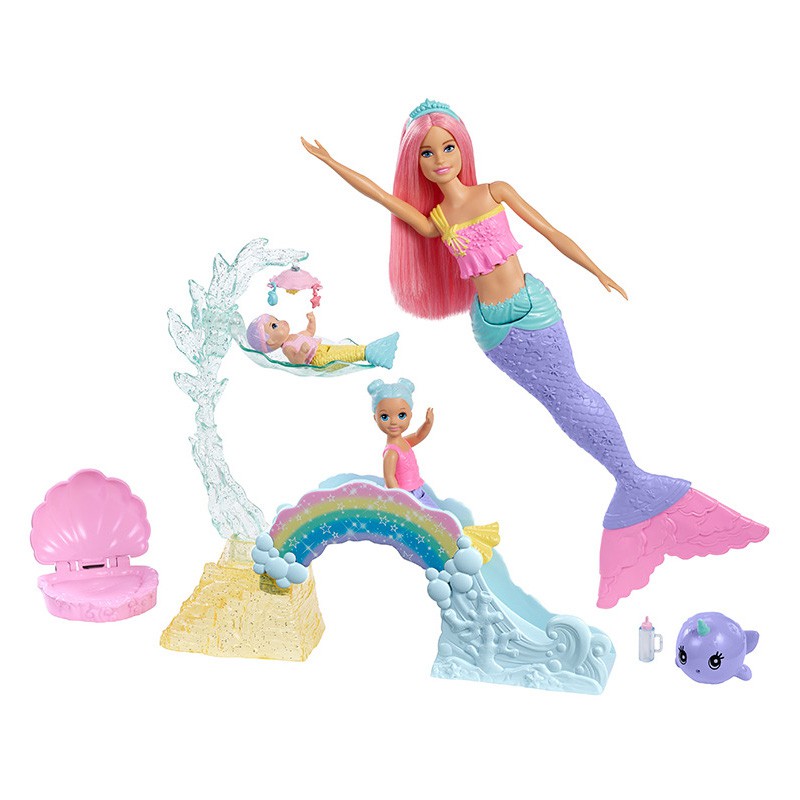 ~熱銷~新款芭比娃娃美人魚育嬰師套裝FXT25女孩 人偶 美人魚滑滑梯玩具