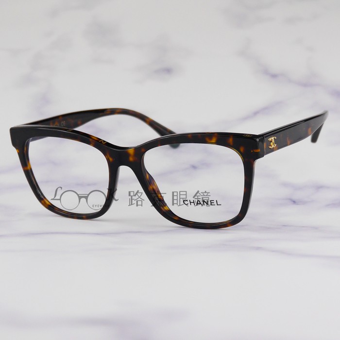 【LOOK路克眼鏡】Chanel 香奈兒 光學眼鏡 方 琥珀 品牌字樣 CH3392 714