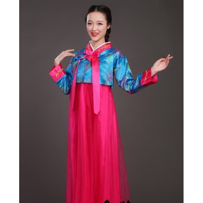 🌹手舞足蹈舞蹈用品🌹韓國表演服裝/傳統繡花韓服-藍色款/購買價$700元/出租價$300元