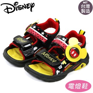 童鞋/迪士尼米奇造型可調整電燈涼鞋(345227)黑15-19號