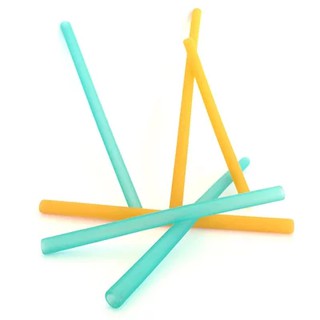 美國silikids 果凍餐具 – 六入矽膠吸管組（黃綠）