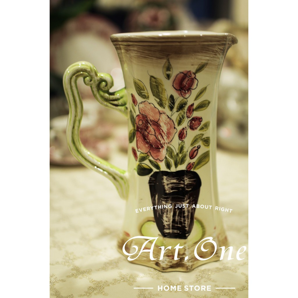 20003593 歐式 綠色玫瑰花茶壺 餐具
