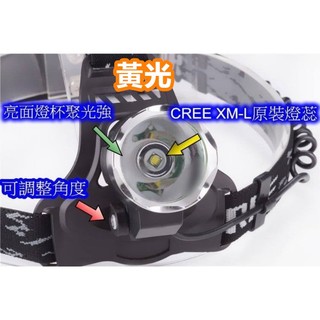 【宸羽】黃光 CREE XML-U2 釣魚頭燈 登山頭燈 工作頭燈 頭戴燈 強光頭帶燈 LED頭燈 L2【1B4A】