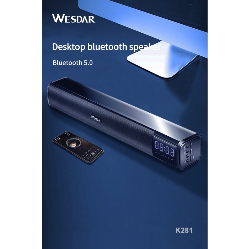 買一送一 ! Wesdar 偉仕達 K281 SOUND BAR LCD 10W藍芽喇叭(加贈無線耳機) - 保固一年