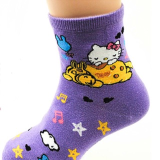 凱蒂貓 Kitty 與Rody 1/2 襪子-紫色 （現貨）
