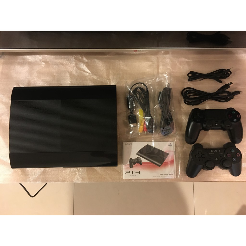 PS3 Super Slim 主機 500G 型號 CECH-4007C【二手】附PS4手把二片遊戲