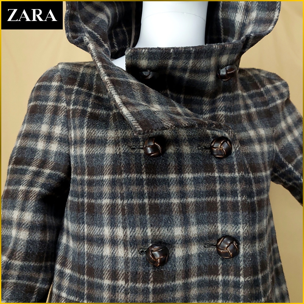 日本二手衣✈️ZARA 羊毛料外套 連帽外套 短大衣 女 S號 毛料外套 ZARA BASIC 連帽外套 AF698Z