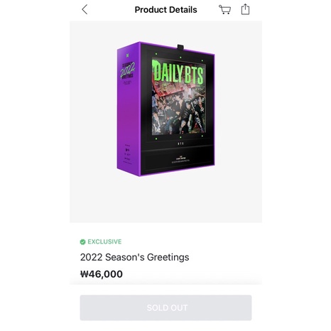 BTS 2022 season’s greetings 拆售 2022年曆