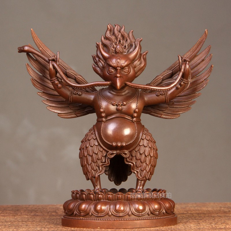 純銅蔵伝密教護法金翅大鹏鳥、ネパール手工芸品置物