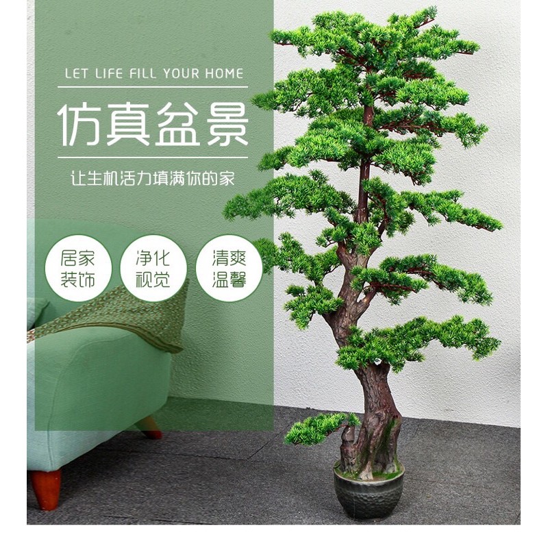 過年喜氣 大器仿真 羅漢松樹 人造仿真迎客松羅漢松假樹假植物盆栽綠化室內設計造景大型綠植盆栽室內客廳盆景 蝦皮購物