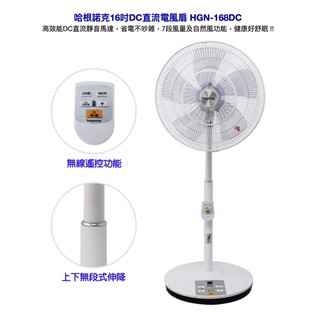現貨【HAGENUK 哈根諾克】16吋DC直流馬達電風扇(HGN-168DC）原價近1700