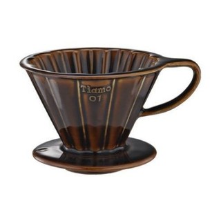 TIAMO HG5535BR V01花漾陶瓷咖啡濾器組 (咖啡))附濾紙量匙滴水盤
