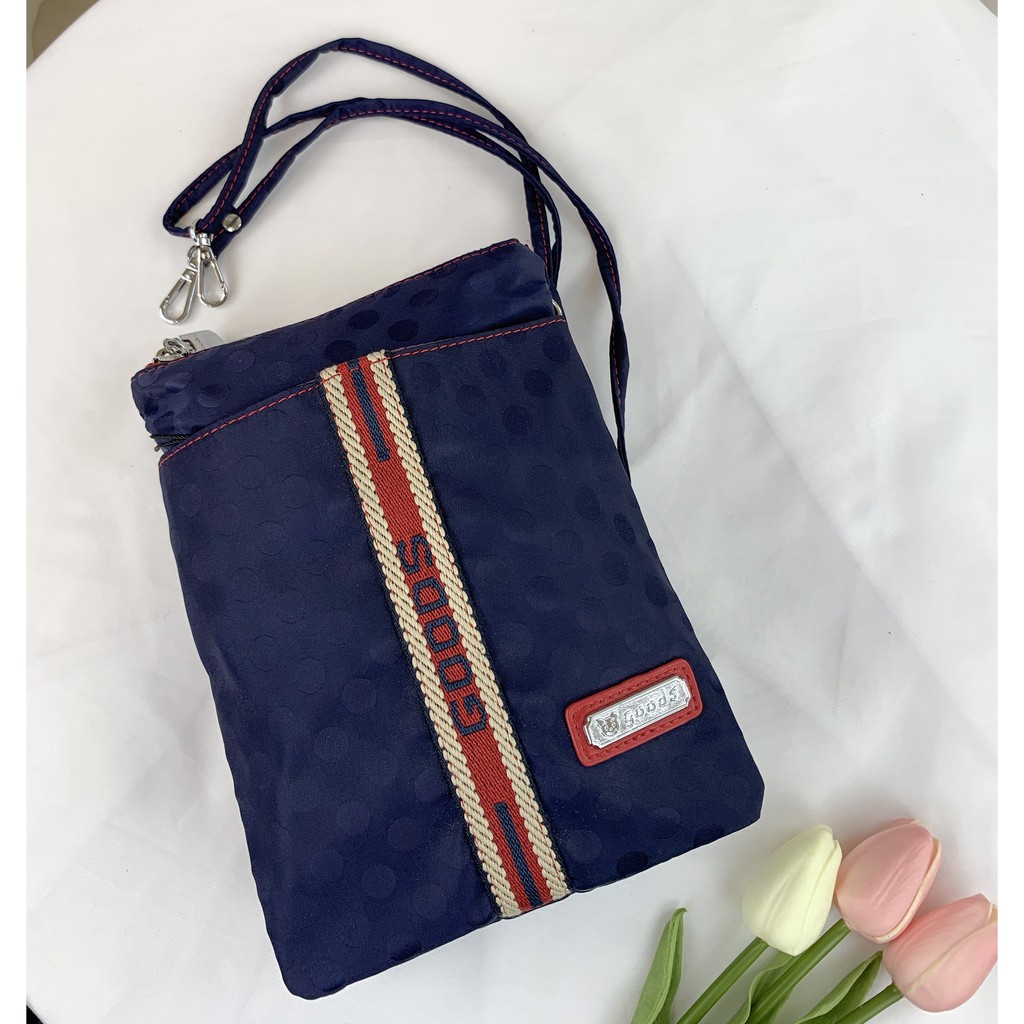 現貨日牌goods 復古藍圓點尼龍拼接織帶小型側背包外出包休閒包斜背包多功能防潑水快速到貨gd2505 1 蝦皮購物