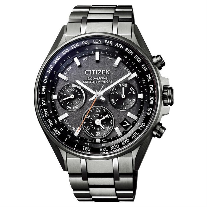 CITIZEN 星辰 CC4004-58E 時尚鈦金屬GPS對時光動能腕錶 /黑面 44mm