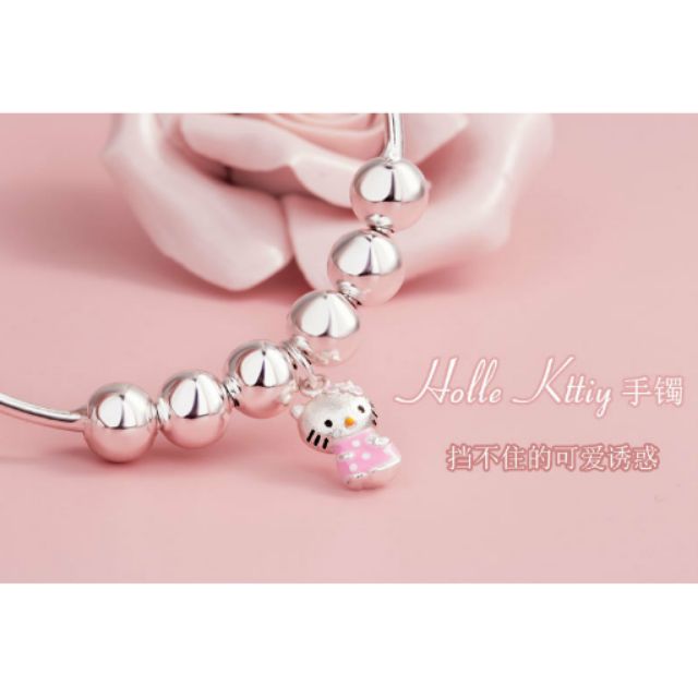S925純銀Hello Kitty凱蒂貓kt 貓手環手鐲手鏈