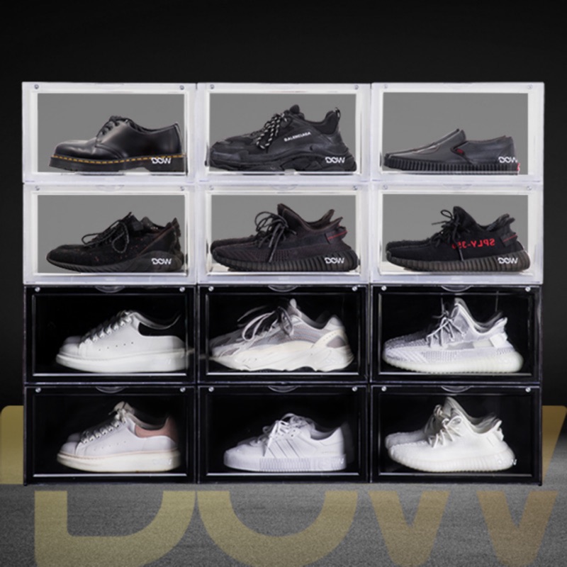 【DOW】高端側開鞋盒 磁吸開關設計 鞋盒 球鞋盒 壓克力鞋盒 展示鞋盒 收納盒 透明鞋盒 現貨 滿額免運