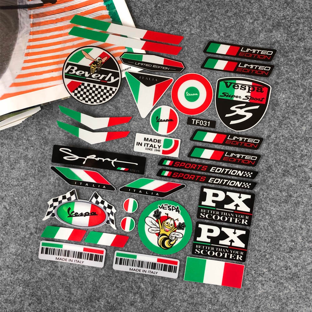 反光 VESPA 摩托車貼紙意大利國旗貼紙外殼貼花適用於 PIAGGIO VESPA GTS GTV LX LXV SP