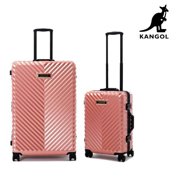 【紅心包包館】KANGOL 英國袋鼠 深V系列 鋁框 硬殼 行李箱/旅行箱 20吋/28吋 玫瑰金