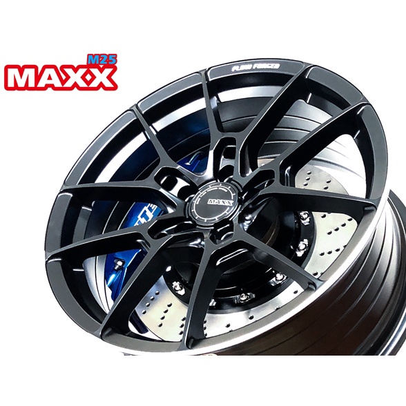 MAXX M25 18吋鋁圈 5孔100 5孔108 5孔112 5孔114 旋壓輕量化 消光黑車邊