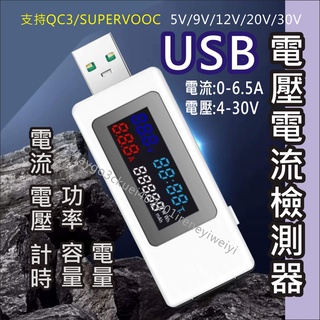 USB 電壓檢測 電流 測試 電壓 電流表 電壓電流計 行動電源 移動電源 容量檢測 支援 VOOC 65W QC3