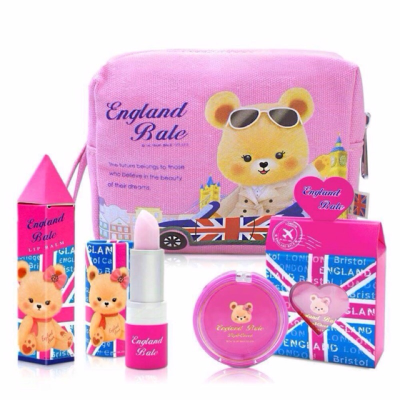英國貝爾粉紅童話3件組 百貨專櫃品牌 化妝包 護唇膏 唇頰膏