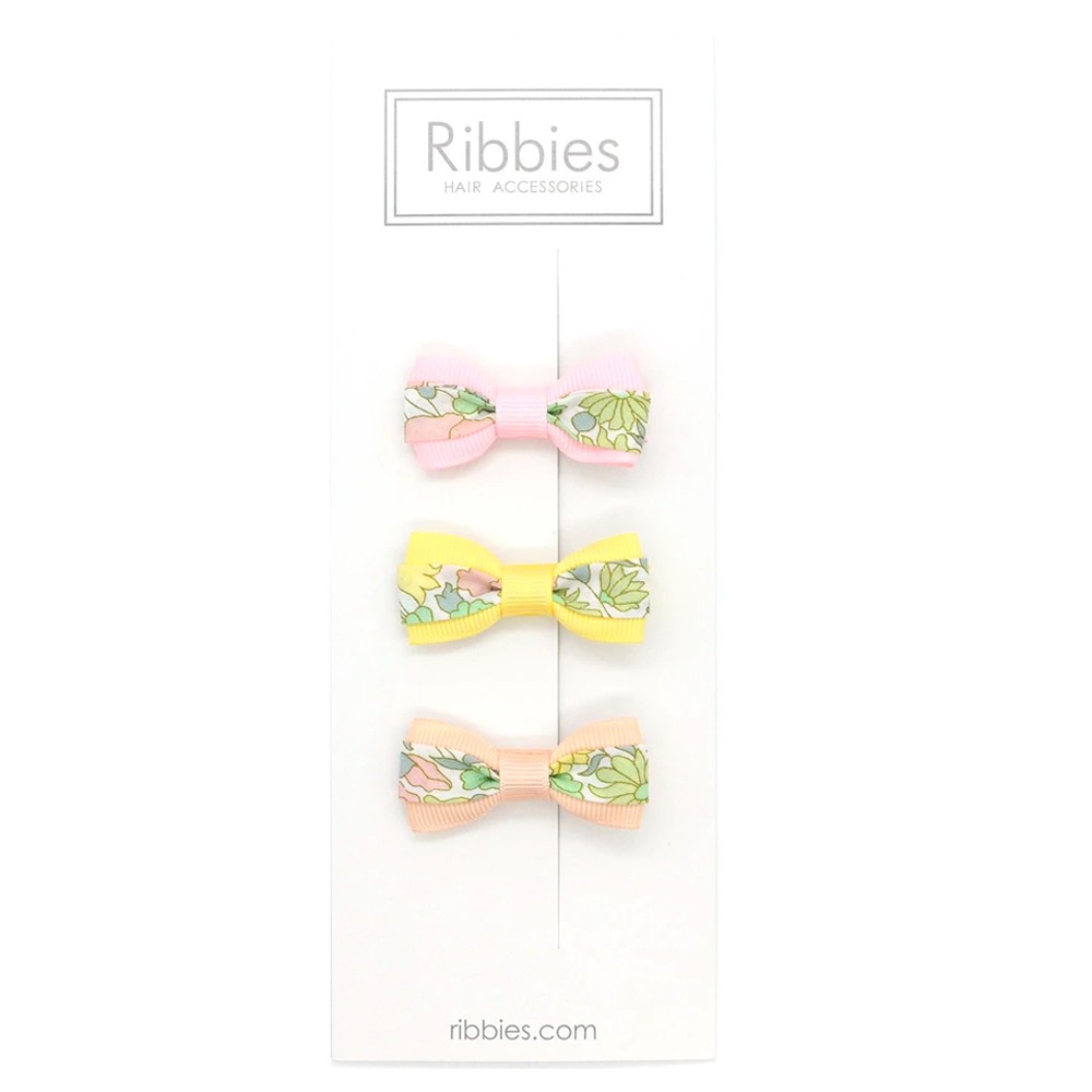 Ribbies 雙色緞帶蝴蝶結3入組 Poppy &amp; Daisy Pastel