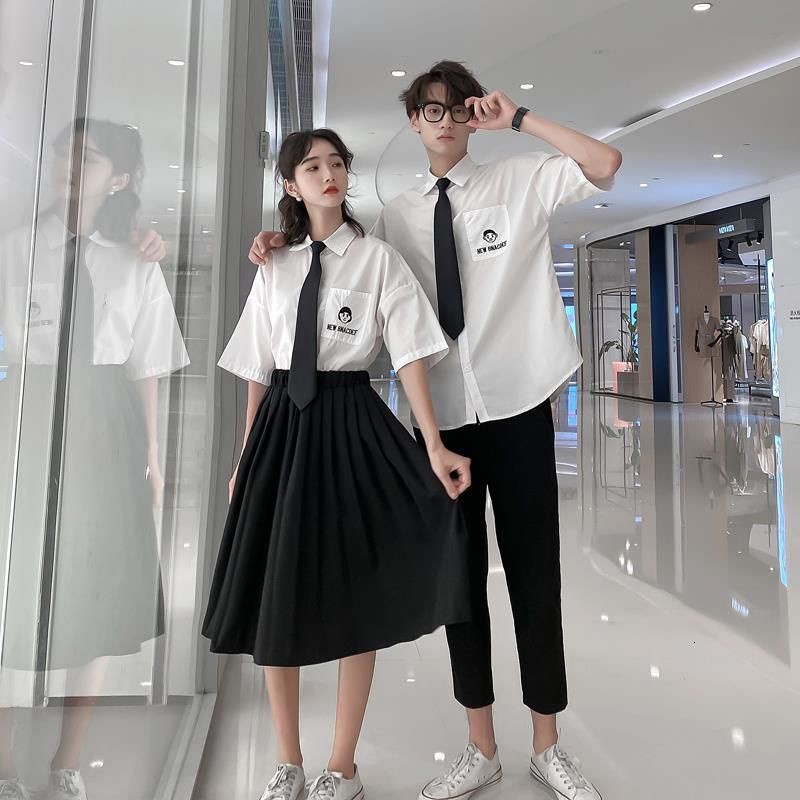 現貨夏款學院風韓國襯衫jk制服套裝國中高中生畢業照服裝班服男女情侶定制 蝦皮購物