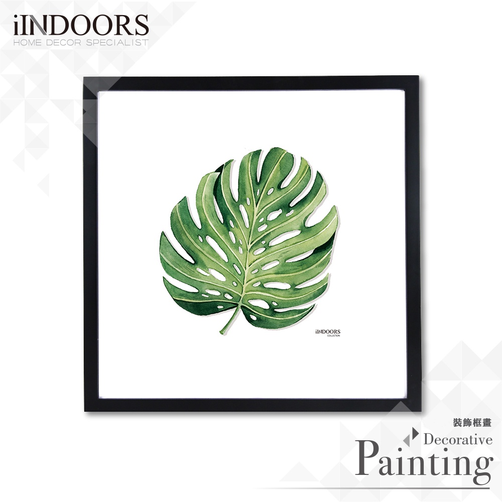 英倫家居 裝飾畫相框 北歐風 植物 43x43cm Loft 龜背芋 綠葉 室內設計 布置 擺設 畫框 照片牆 蕨葉