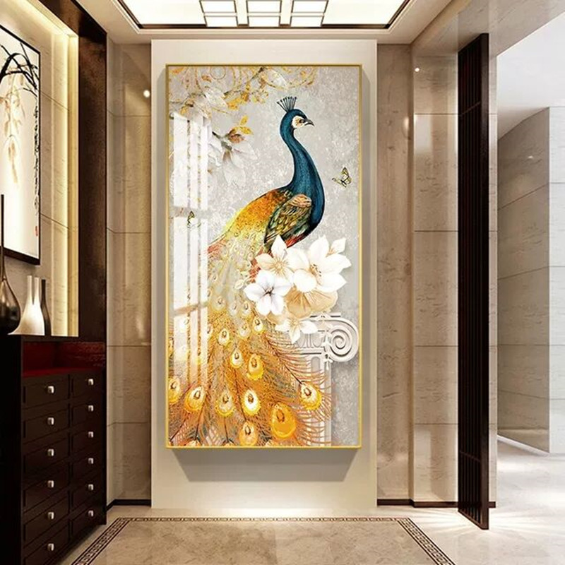 リビングルームの壁画垂直芸術の油絵玄関ホールのポーチ壁 掛け絵画