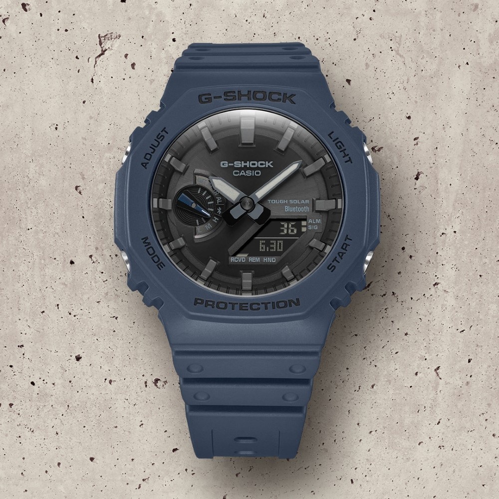 CASIO 卡西歐 G-SHOCK 八角形碳纖維核心防護  太陽能手錶 GA-B2100-2A 藍