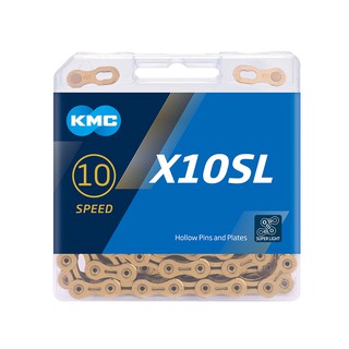 KMC X10SL鍊條 10速鏈條 十速鏈條 116目 鈦金色 附快扣 公路車 登山越野車可用