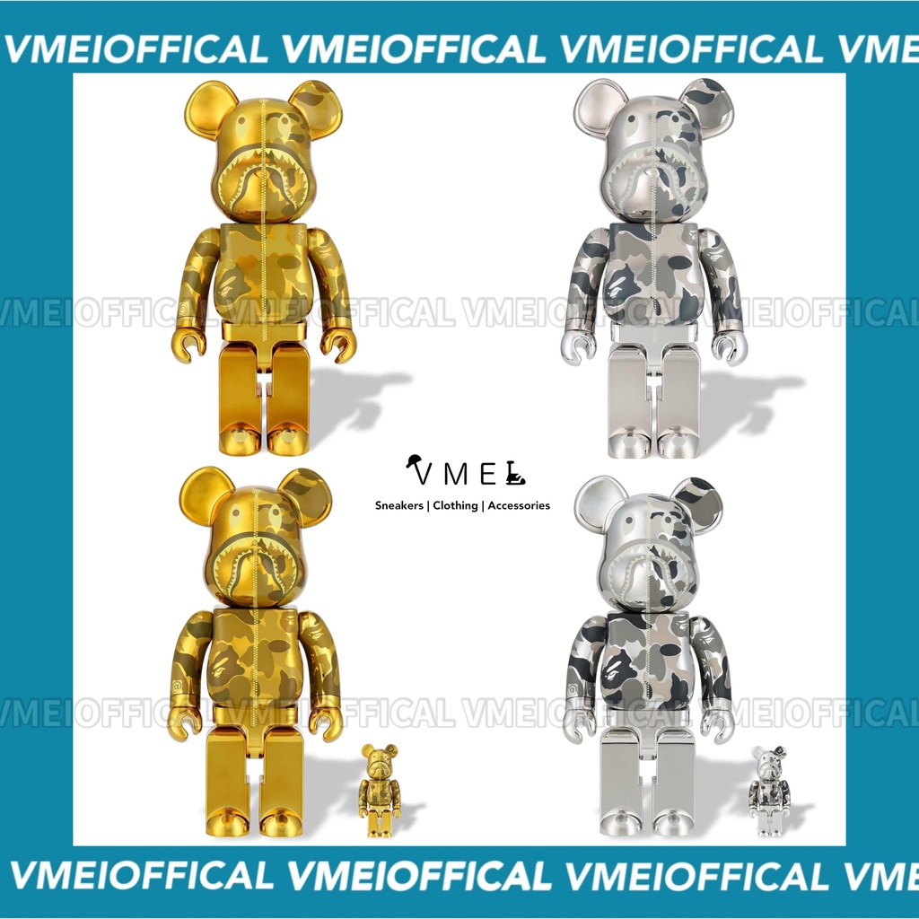 【VMEI】Be@rbrick Bape Camo Shark Gold Sliver 迷彩 金 銀 庫柏力克熊