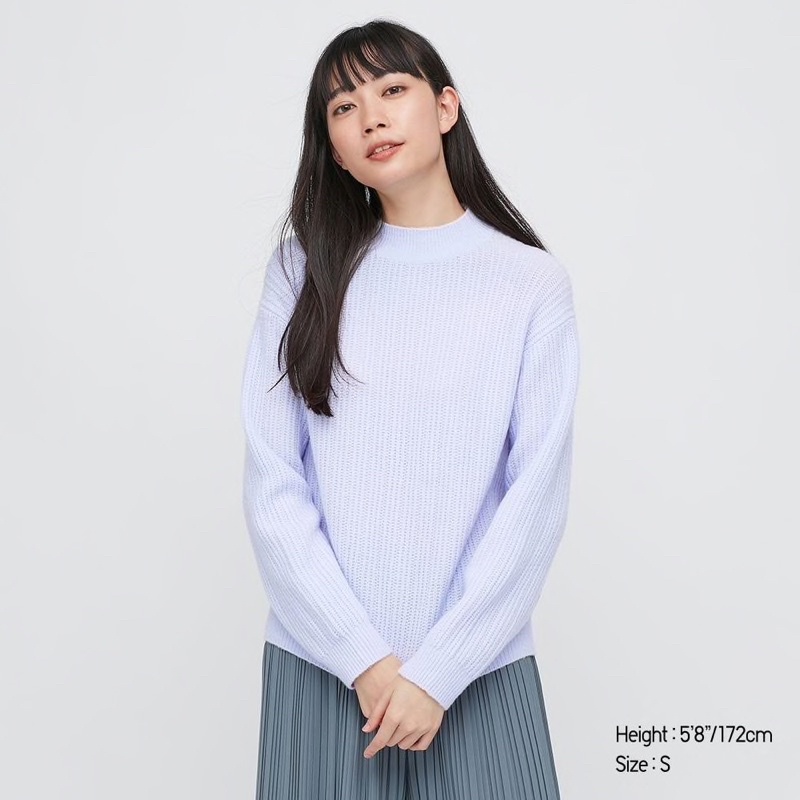［全新］Uniqlo購入 女裝輕型柔軟中高領針織衫 淡紫色